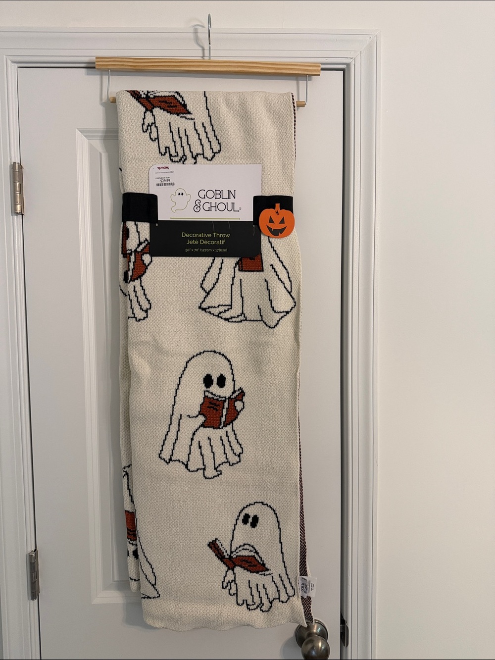 Goblin & Ghoul Ghost Reading Decorative Throw Blanket